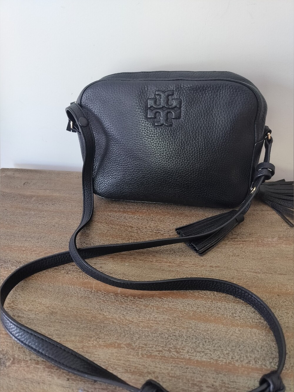 Tory Burch Black Pebbled Leather Crossbody Color Black You